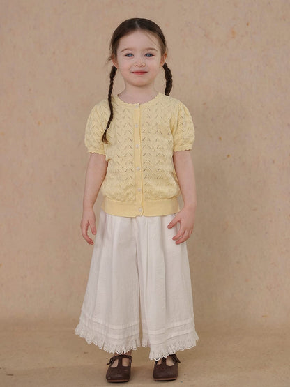 ロングパンツ・スウェットパンツ lace wide-leg pants【mh0009459】