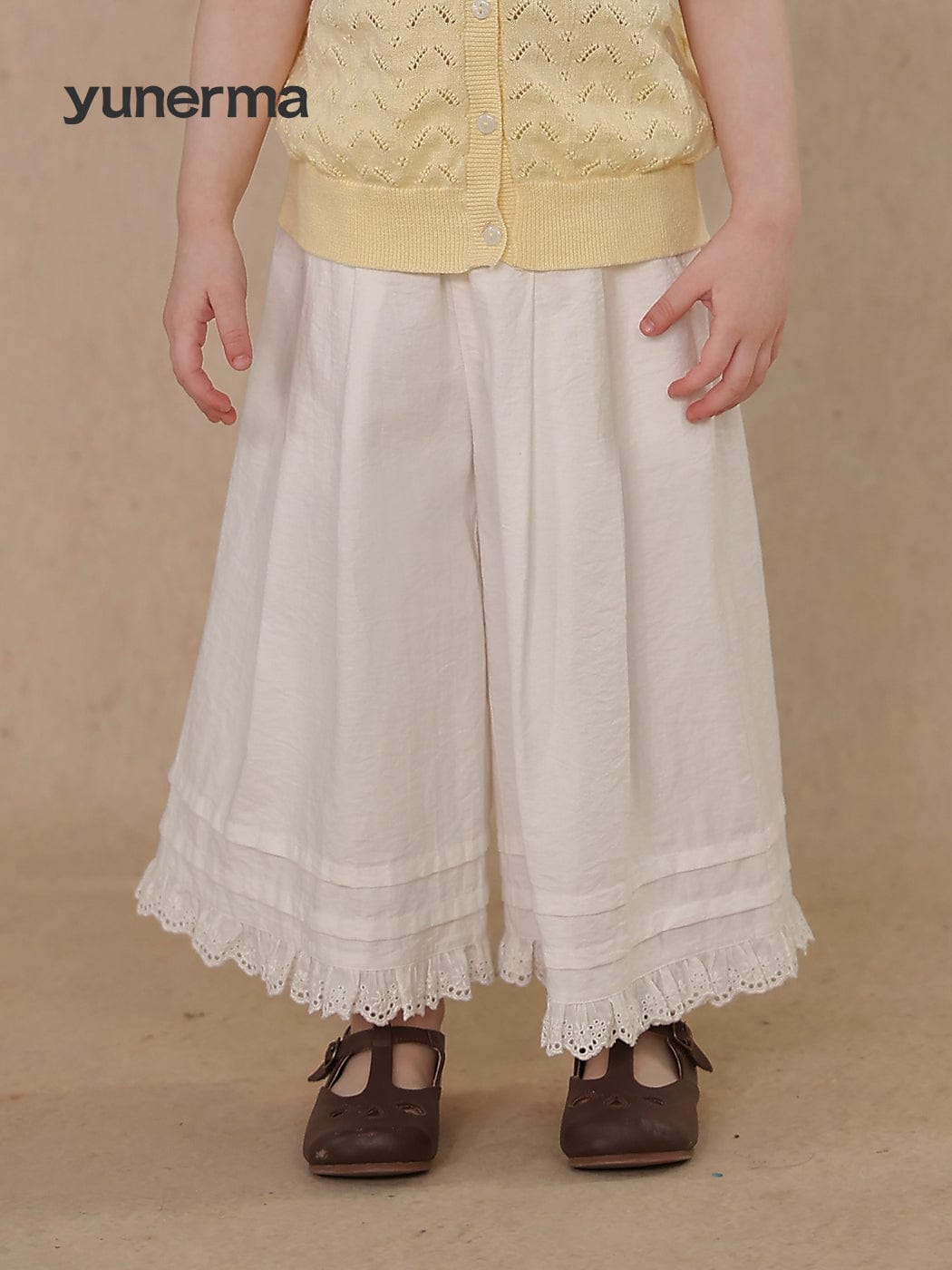 ロングパンツ・スウェットパンツ lace wide-leg pants【mh0009459】