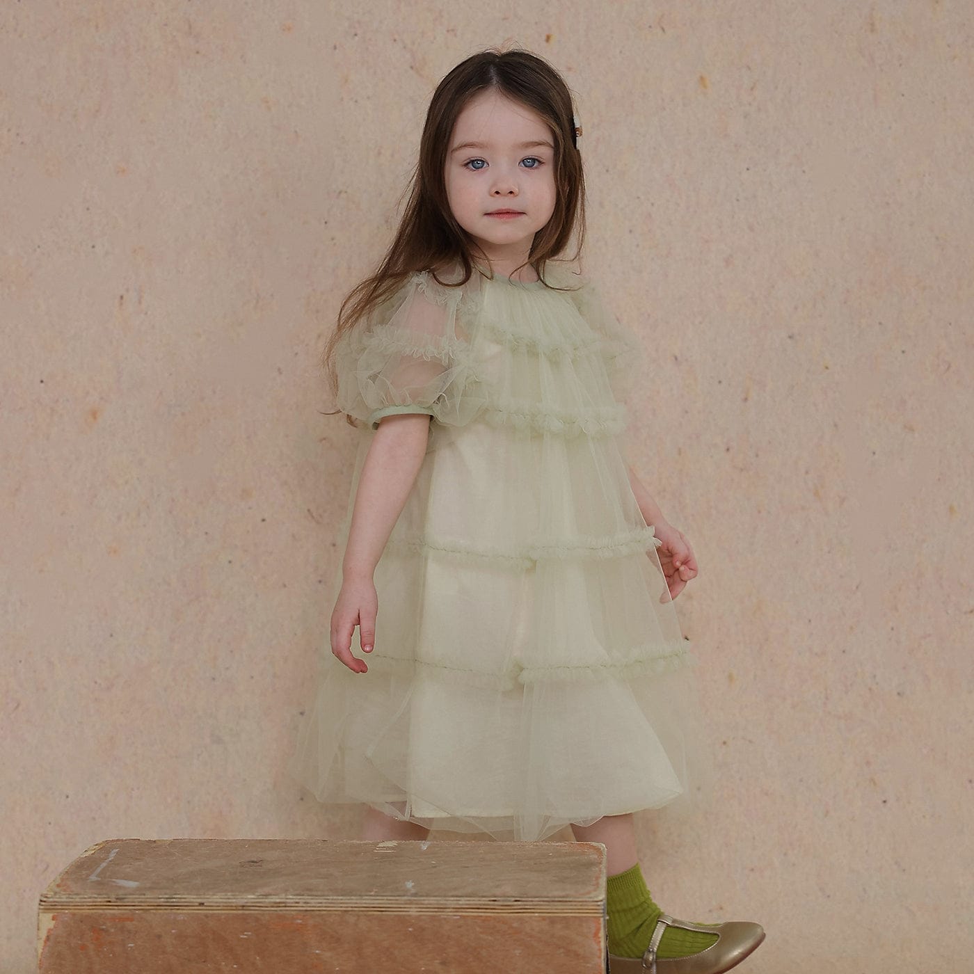 半袖ワンピース Light Green / 80cm fluffy princess dress【mh0009462】