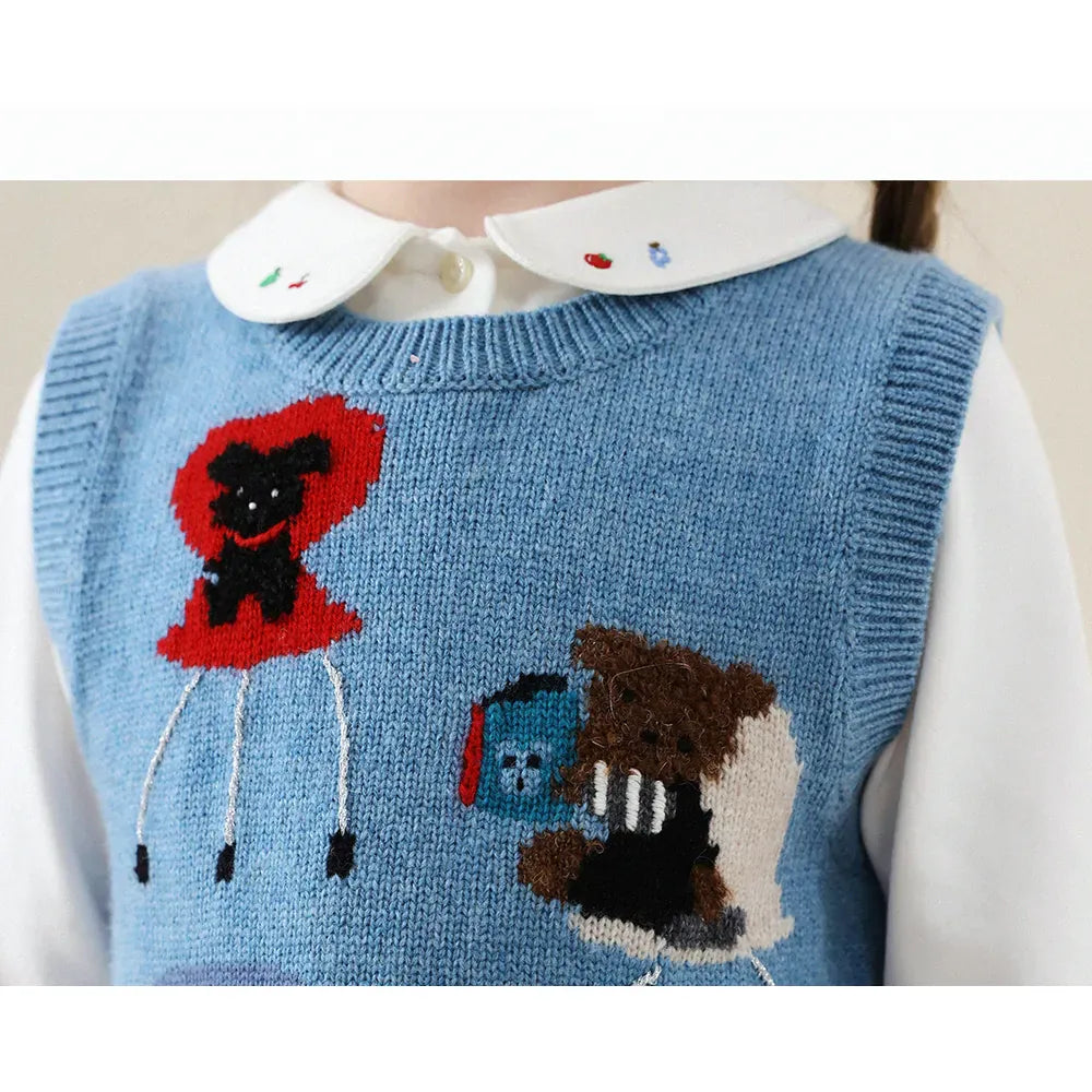 ベスト ベアくまアップリケニットベスト【mh0011288】