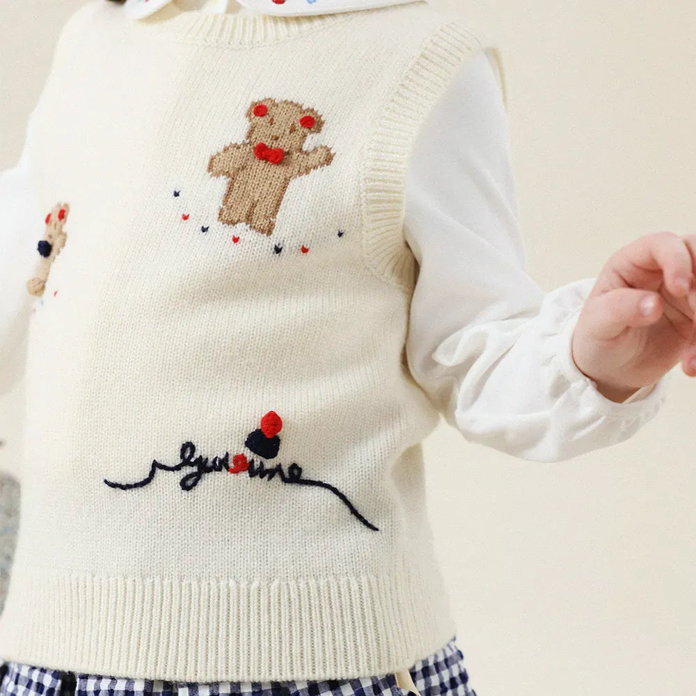 ベスト ベアくまアップリケニットベスト【mh0011288】