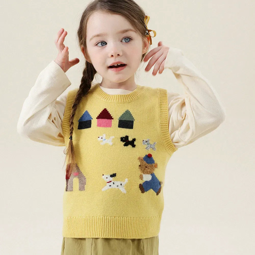 ベスト ベアくまアップリケニットベスト【mh0011288】