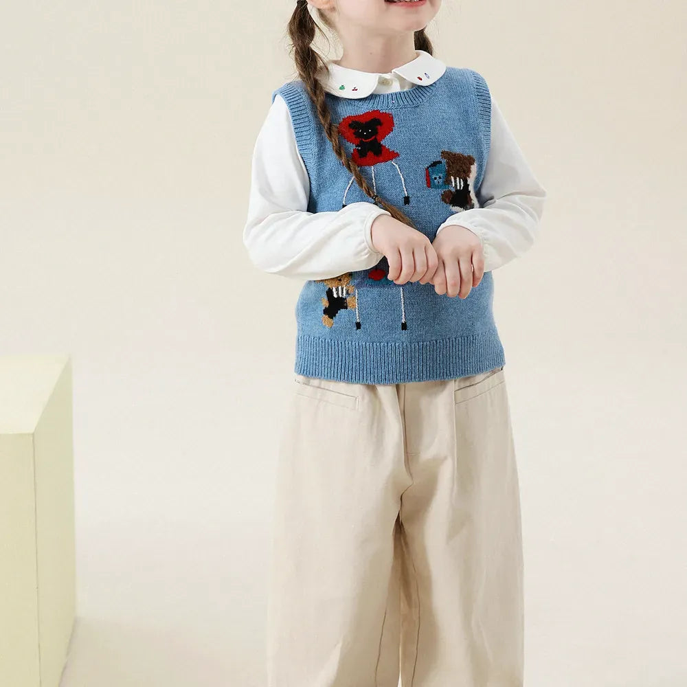 ベスト ベアくまアップリケニットベスト【mh0011288】