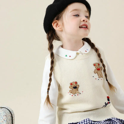 ベスト ベアくまアップリケニットベスト【mh0011288】