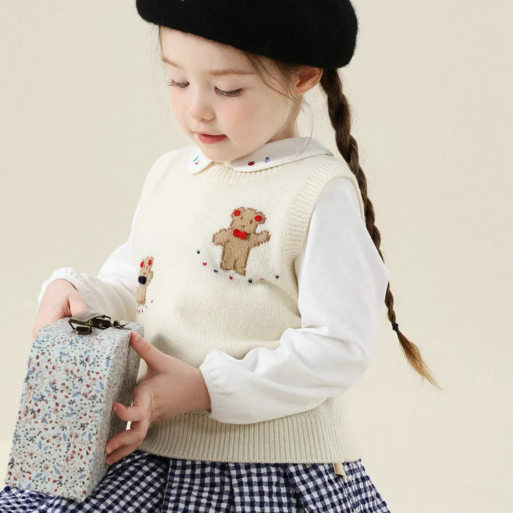 ベスト ベアくまアップリケニットベスト【mh0011288】