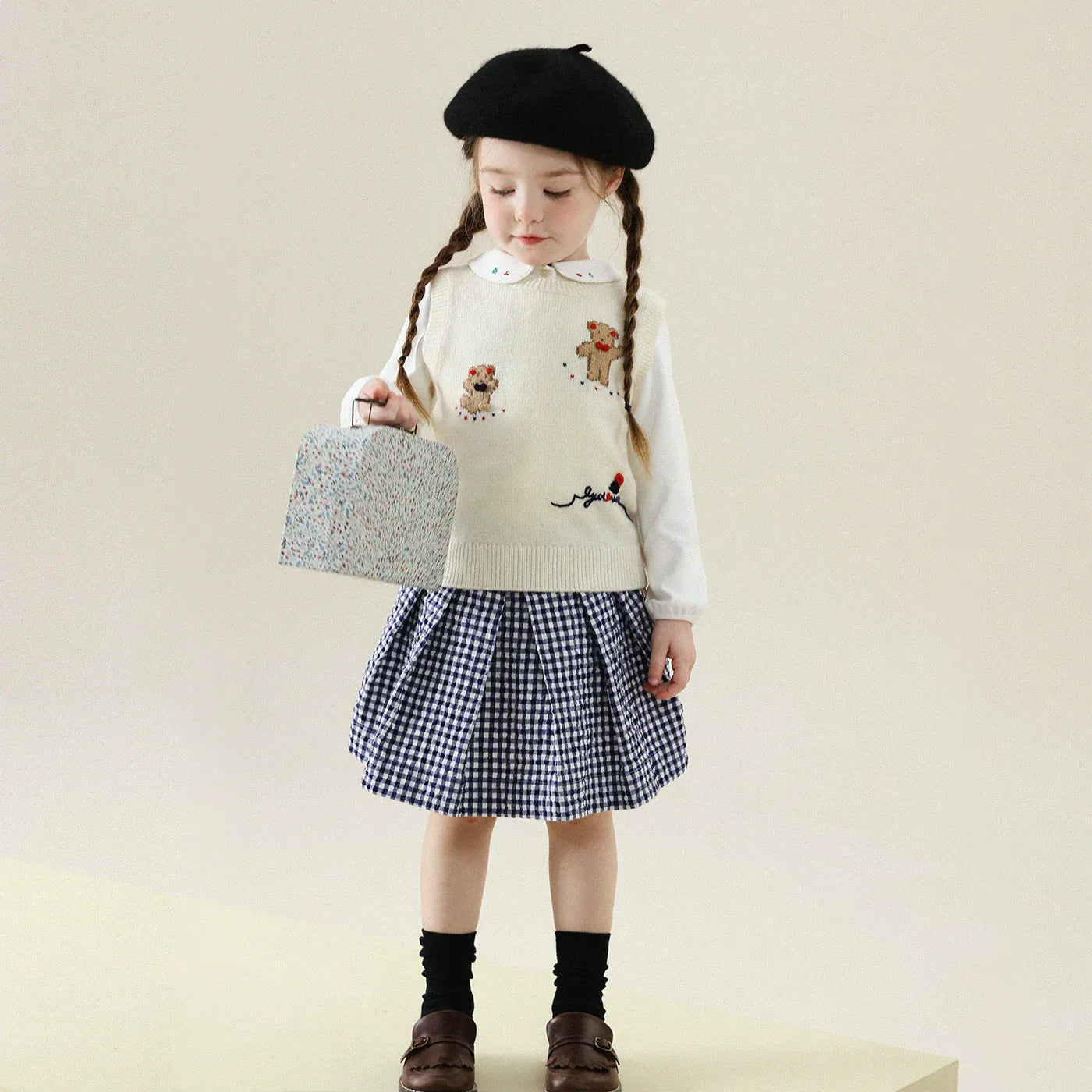 ベスト ベアくまアップリケニットベスト【mh0011288】