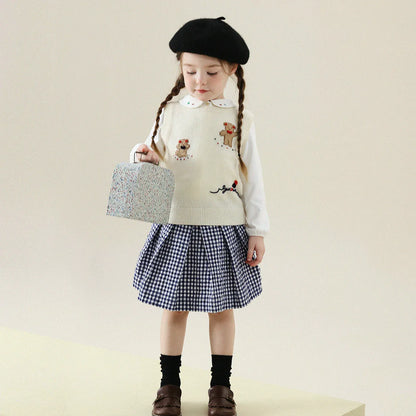 ベスト ベアくまアップリケニットベスト【mh0011288】