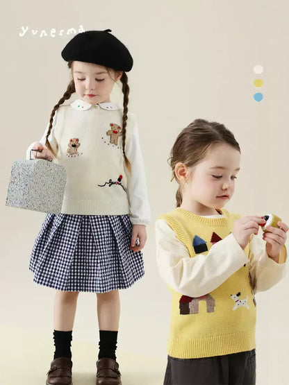 ベスト ベアくまアップリケニットベスト【mh0011288】