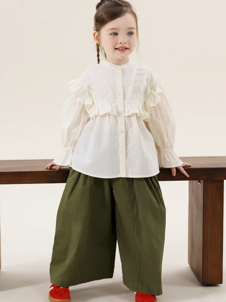 長袖シャツ・ブラウス ラッフルフリル長袖ガーリーブラウス【mh0011294】