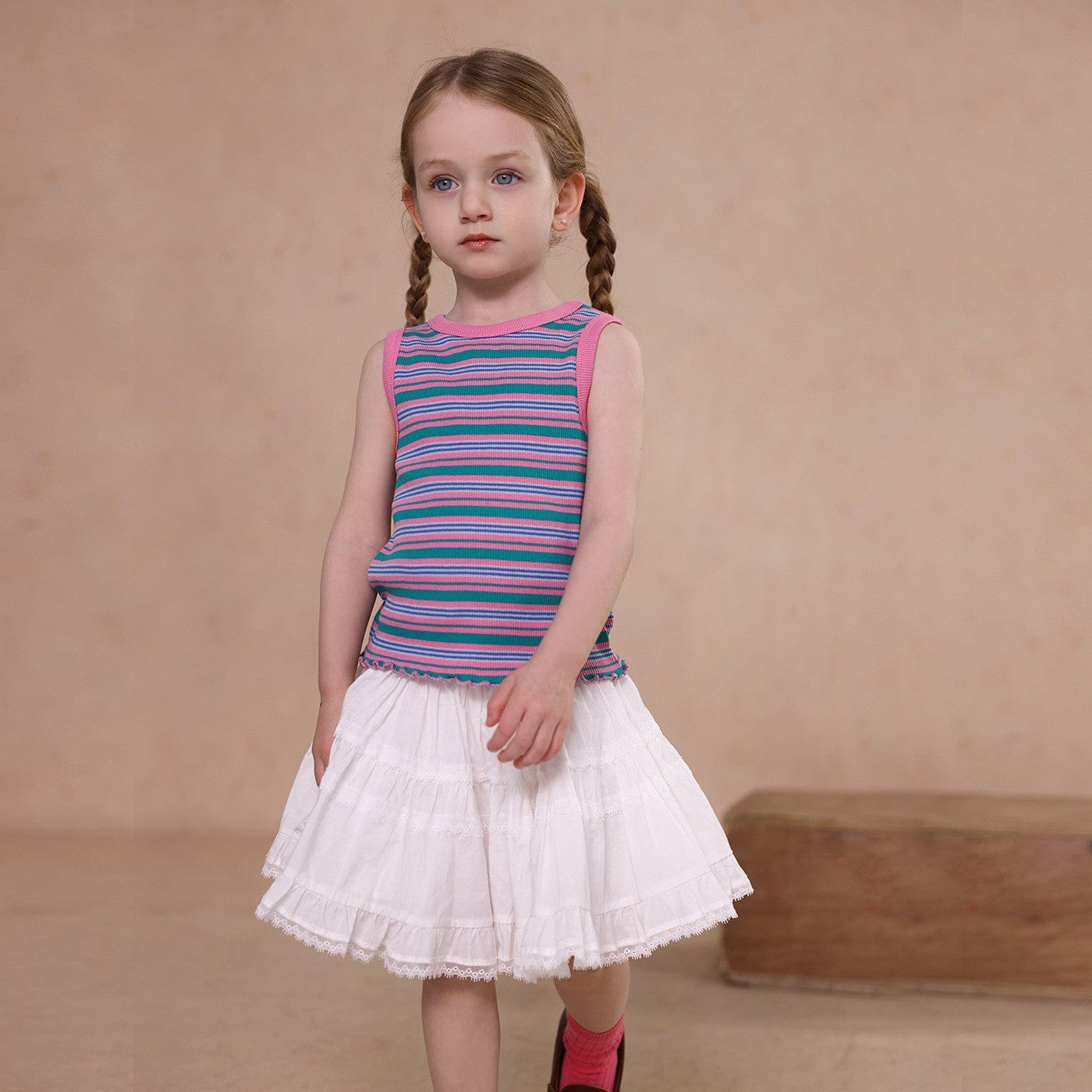 タンクトップ・キャミソール・ノースリーブトップス Pink / 80cm striped vest tops【mh0009491】