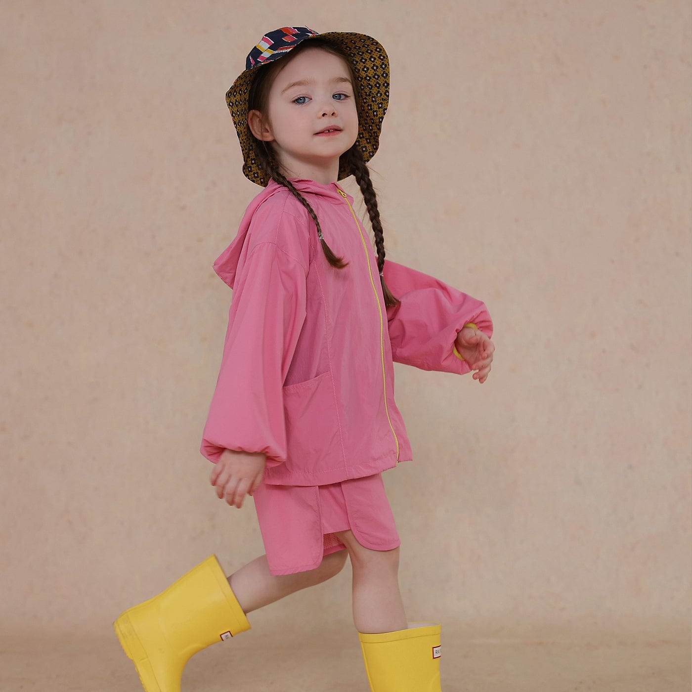 長袖セットアップ Pink / 80cm UPF50+ hooded sun protection two-piece suit【mh0009464】