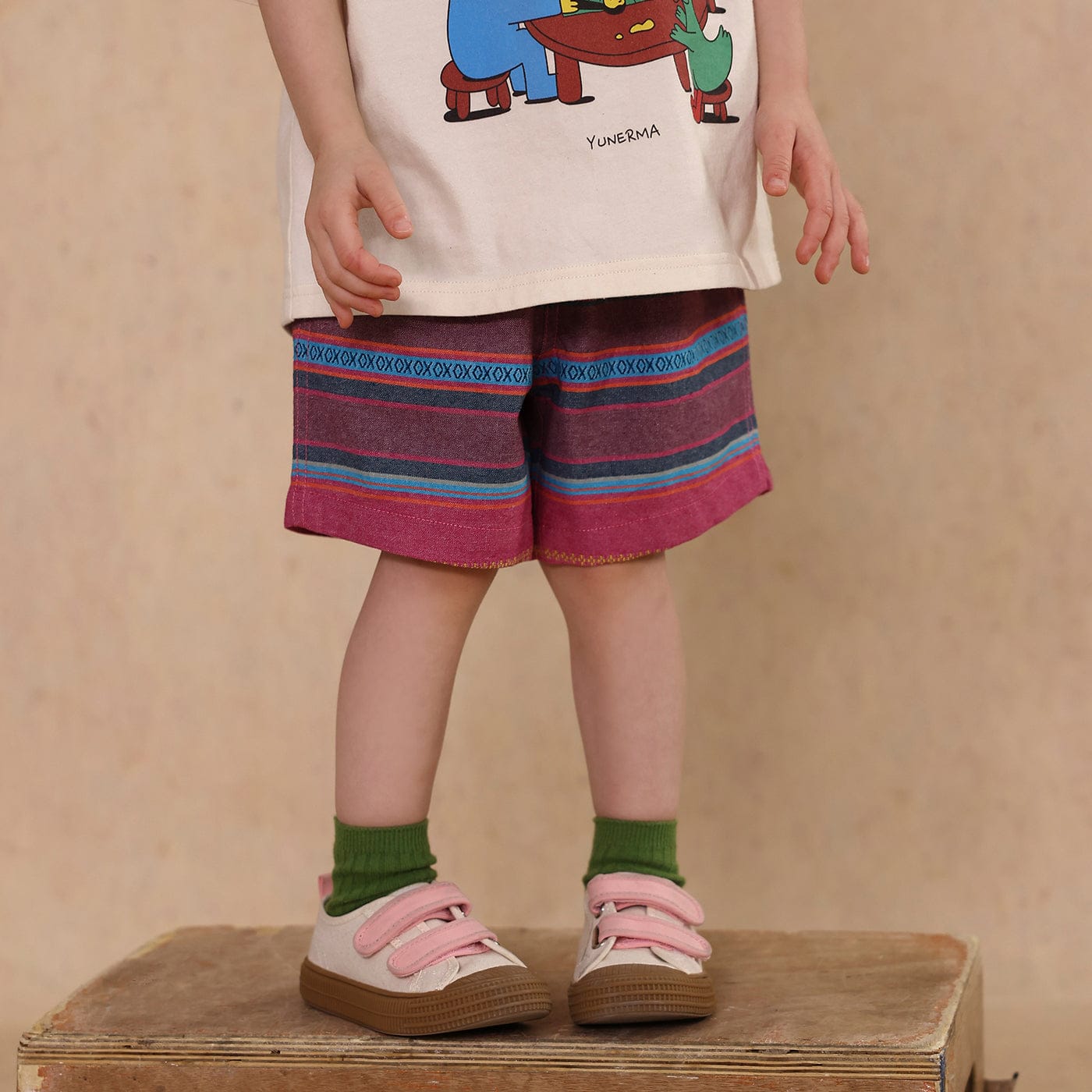 ハーフパンツ・ショートパンツ Red / 80cm pure cotton striped shorts【mh0009497】