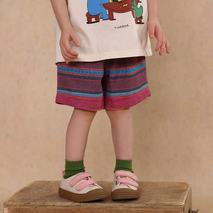 ハーフパンツ・ショートパンツ Red / 80cm pure cotton striped shorts【mh0009497】