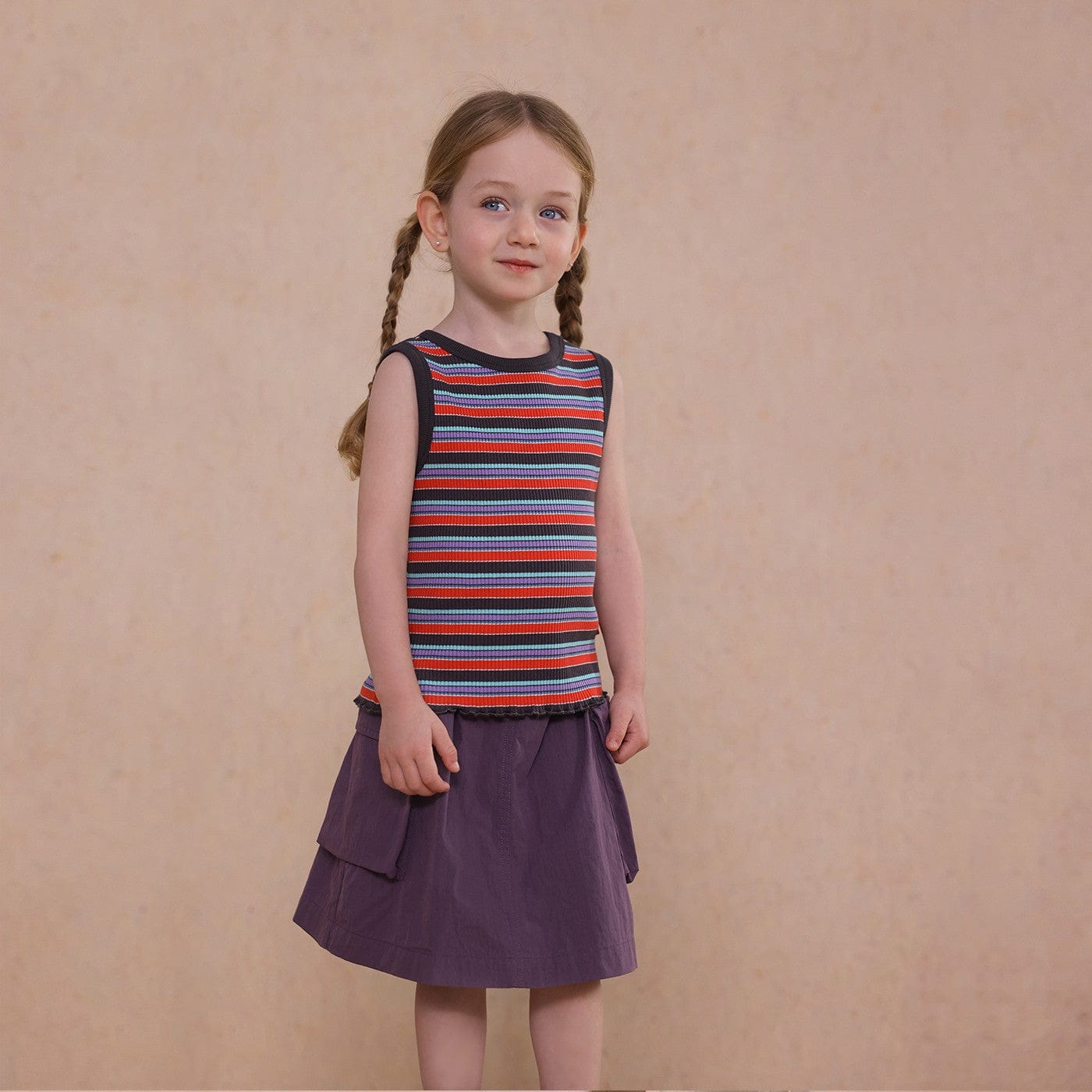 タンクトップ・キャミソール・ノースリーブトップス Red / 80cm striped vest tops【mh0009491】