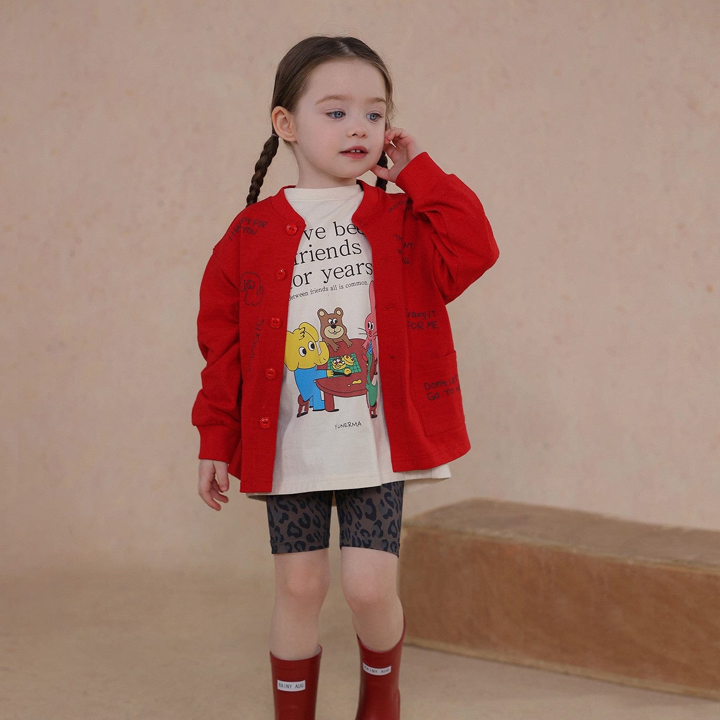 カーディガン・パーカー Red / 80cm thin embroidered hand-painted cardigan【mh0009453】