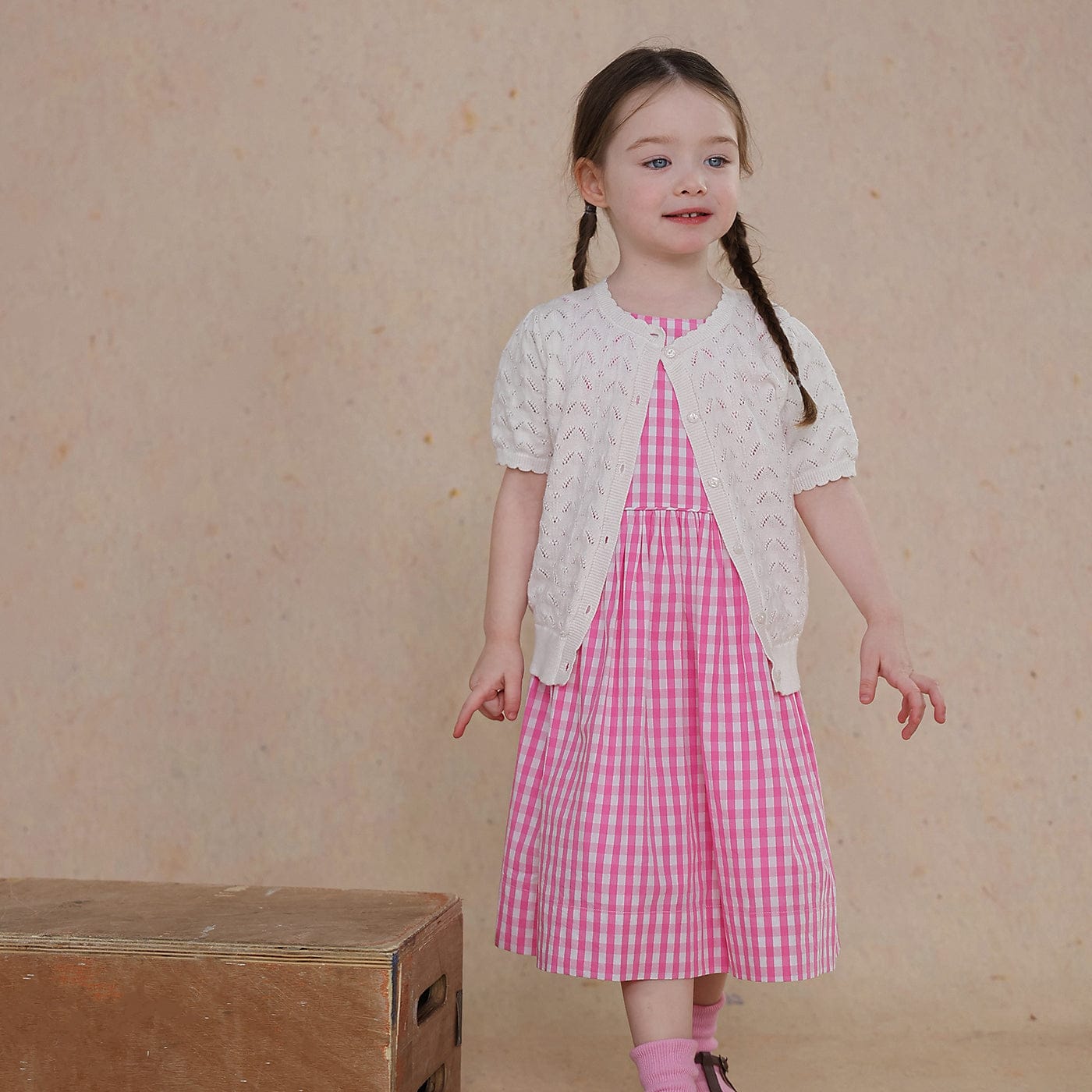 カーディガン・パーカー White / 80cm knitted hollow short-sleeve cardigan【mh0009486】