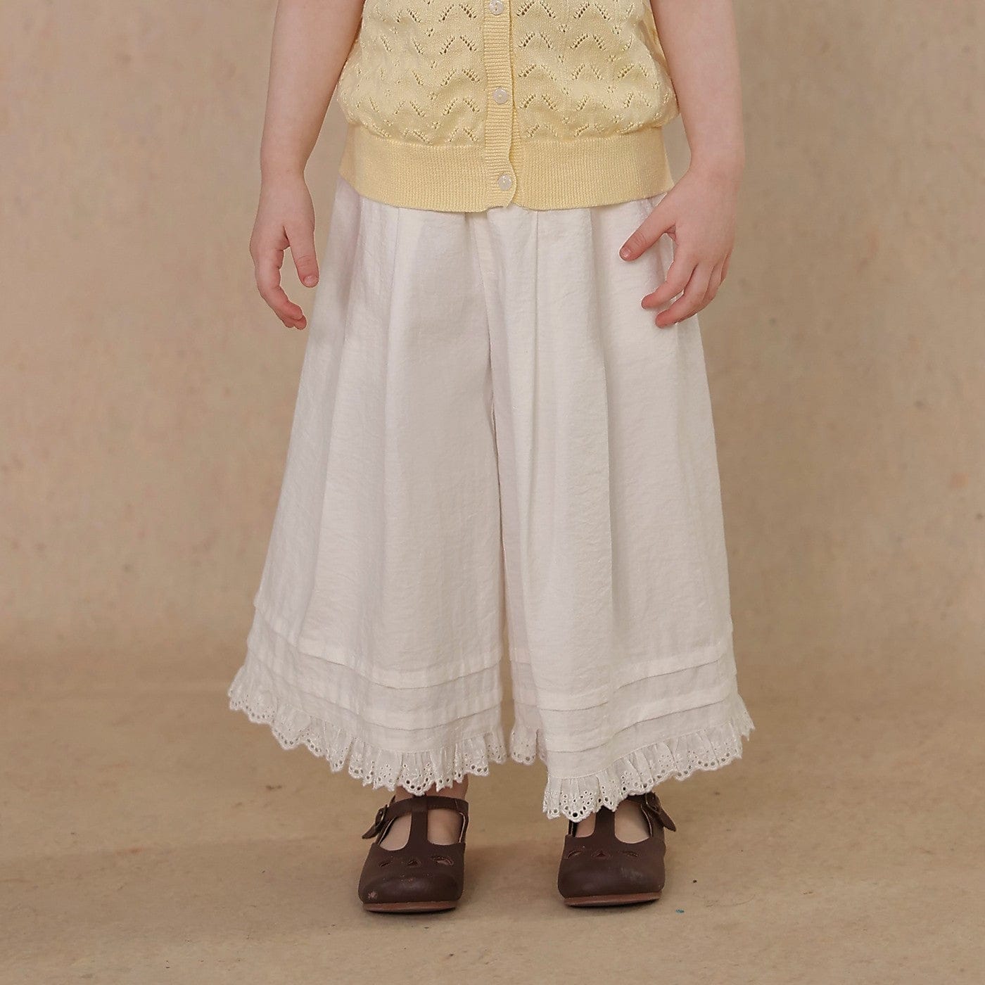 ロングパンツ・スウェットパンツ White / 80cm lace wide-leg pants【mh0009459】