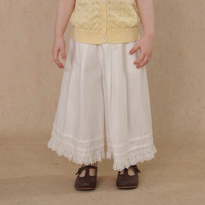 ロングパンツ・スウェットパンツ White / 80cm lace wide-leg pants【mh0009459】