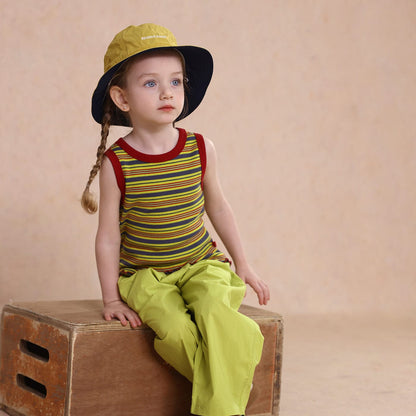 タンクトップ・キャミソール・ノースリーブトップス Yellow / 80cm striped vest tops【mh0009491】