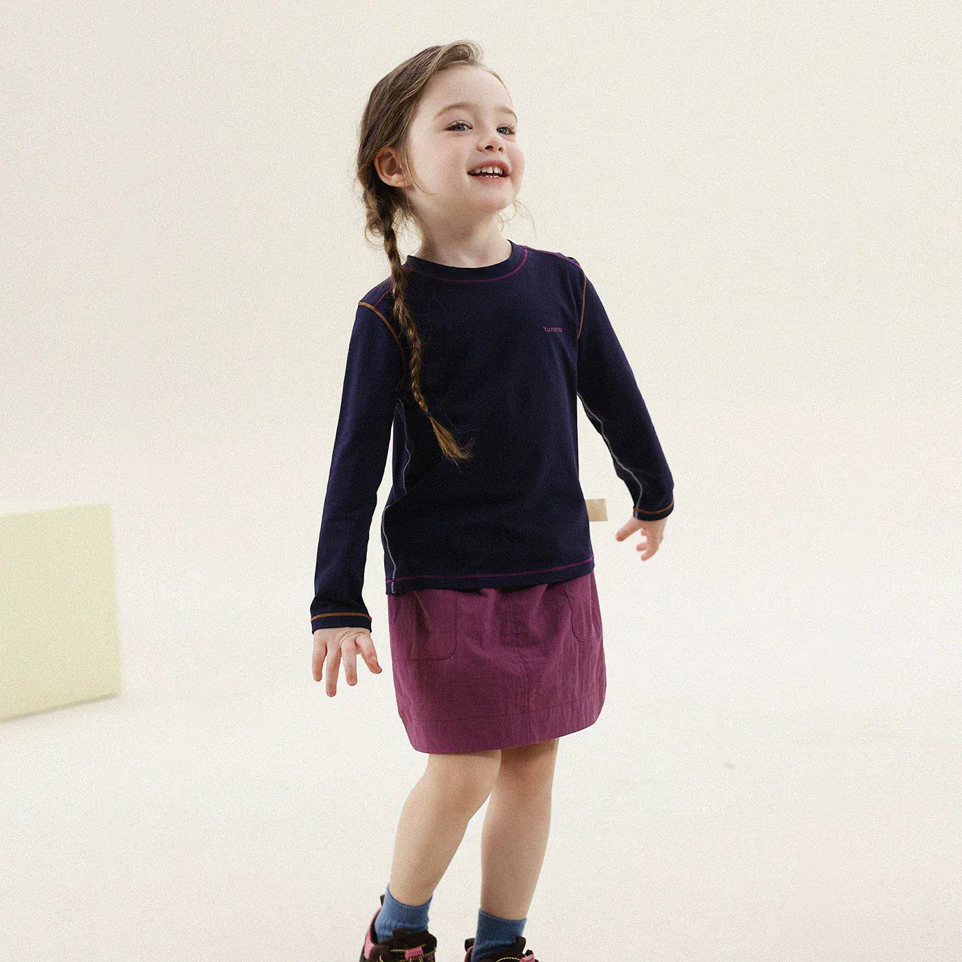 長袖Tシャツ Dark Blue / 80cm 切り替えステッチ長袖Tシャツ【mh0011300】