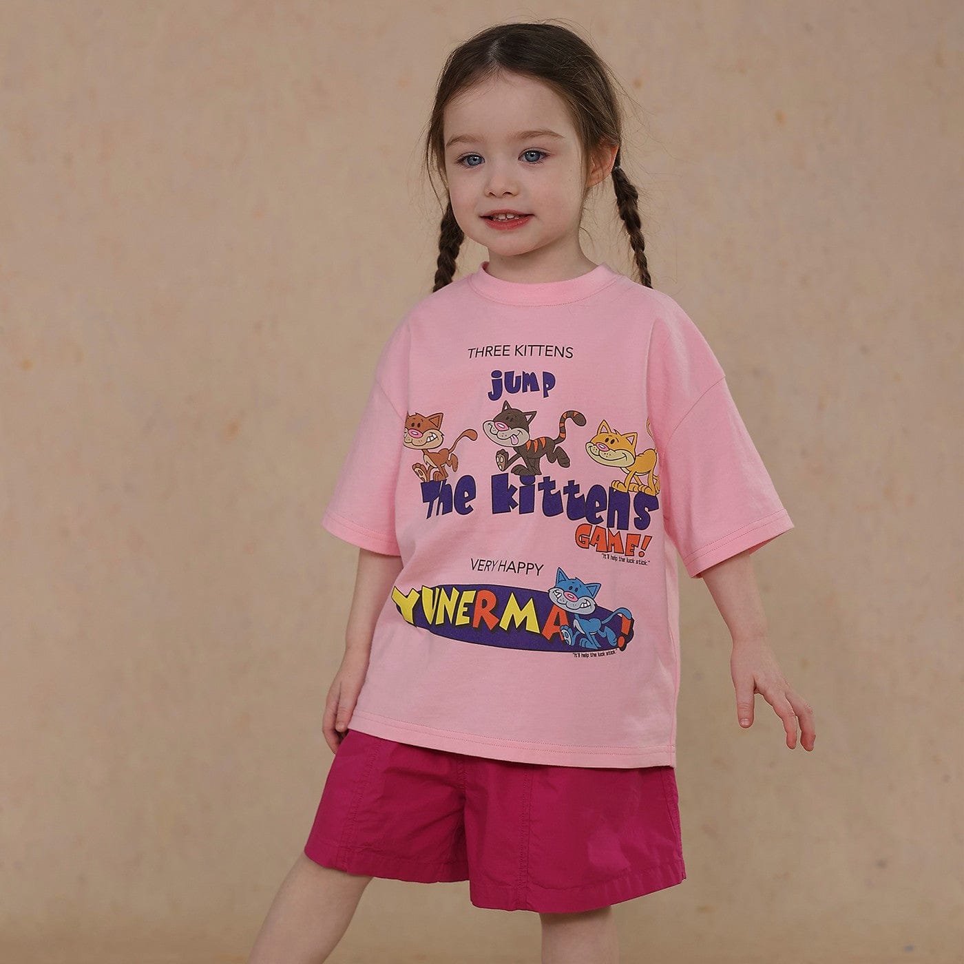 半袖Tシャツ Pink / 80cm cute cartoon short-sleeved T-shirt【mh0009468】