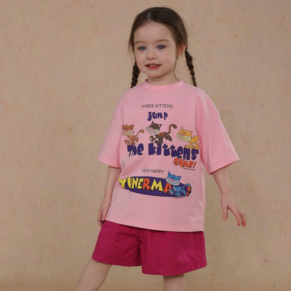 半袖Tシャツ Pink / 80cm cute cartoon short-sleeved T-shirt【mh0009468】