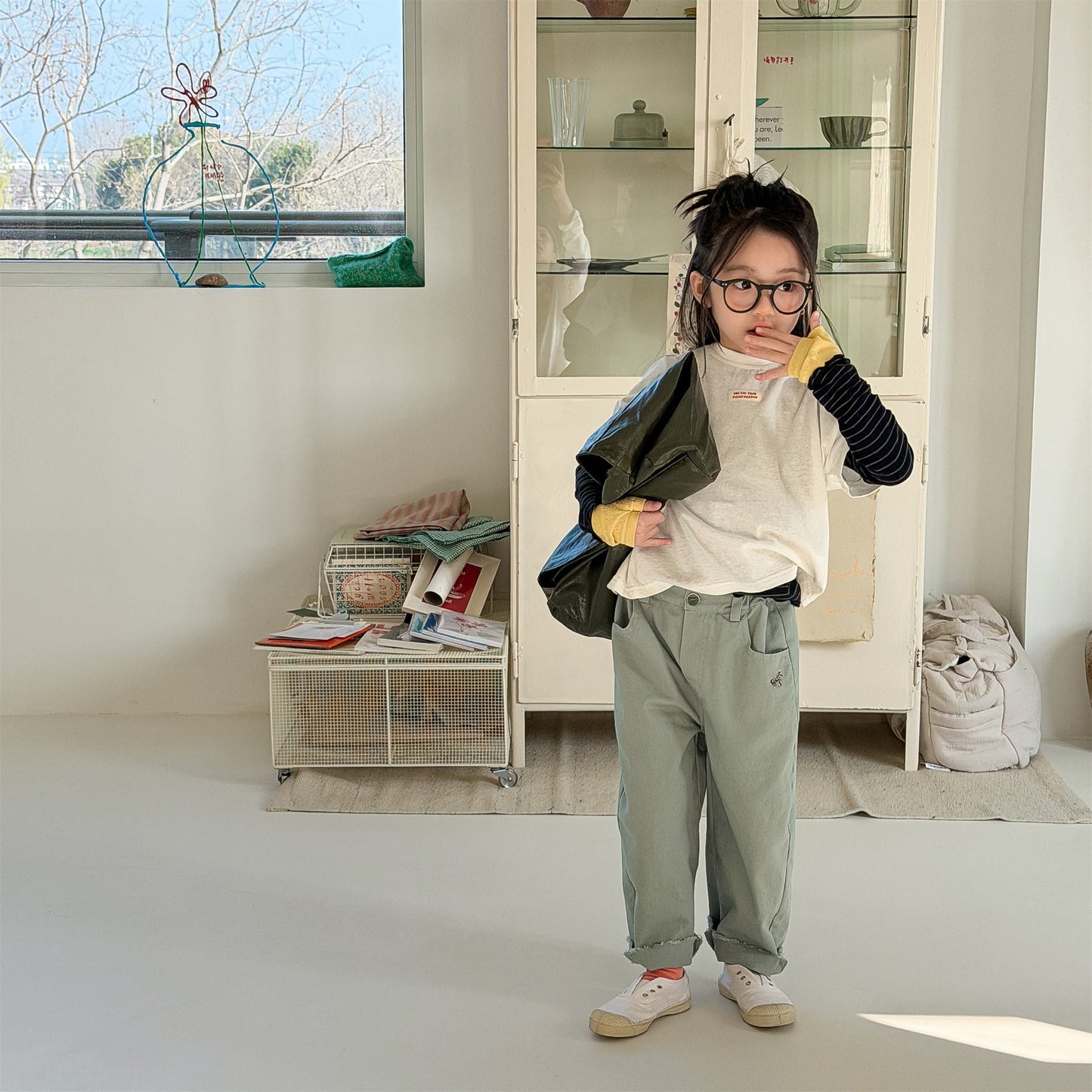 Zebra Embroidery Cotton Pants ゼブラ刺繍 コットン ワイドパンツ【mh0012469】 ADbaby ロングパンツ・スウェットパンツ