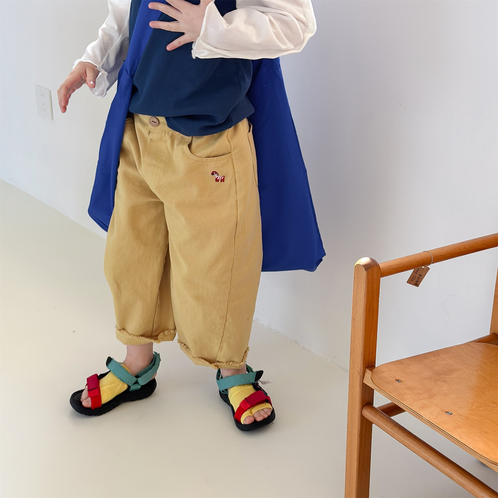 Zebra Embroidery Cotton Pants ゼブラ刺繍 コットン ワイドパンツ【mh0012469】 ADbaby ロングパンツ・スウェットパンツ
