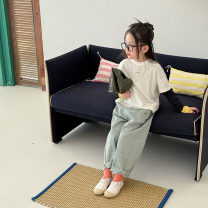 Zebra Embroidery Cotton Pants ゼブラ刺繍 コットン ワイドパンツ【mh0012469】 ADbaby ロングパンツ・スウェットパンツ