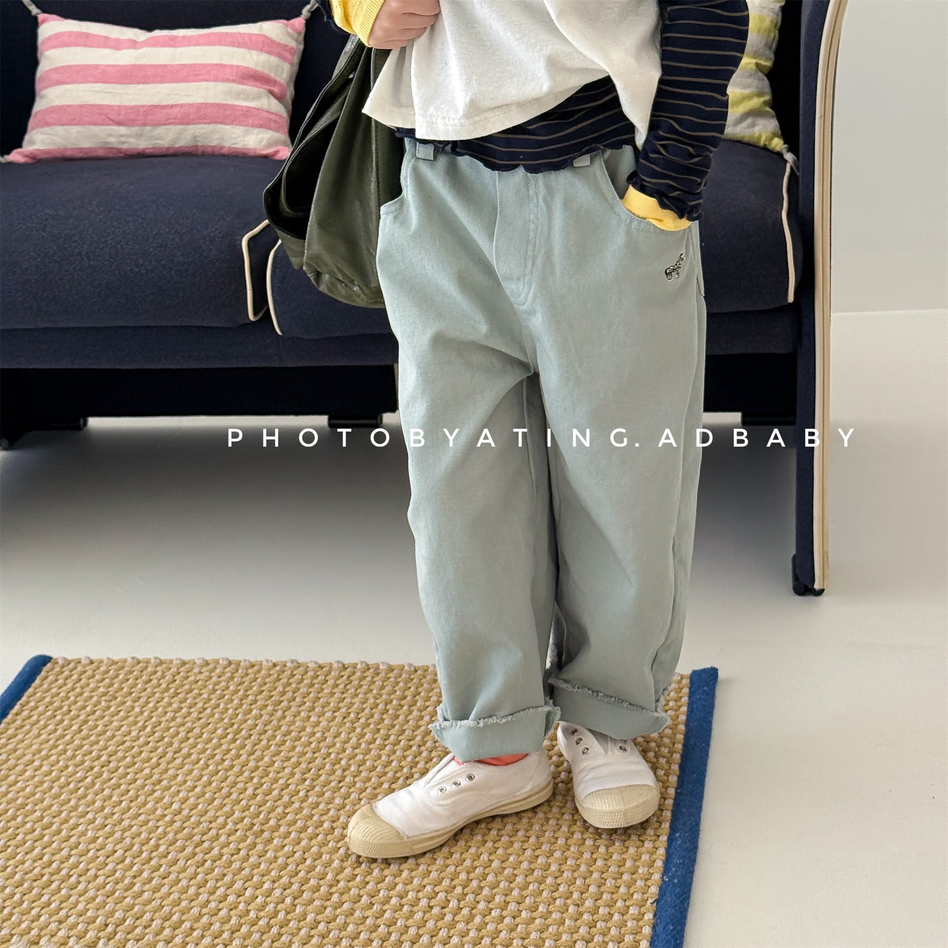Zebra Embroidery Cotton Pants ゼブラ刺繍 コットン ワイドパンツ【mh0012469】 ADbaby ロングパンツ・スウェットパンツ