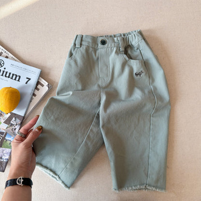 Zebra Embroidery Cotton Pants ゼブラ刺繍 コットン ワイドパンツ【mh0012469】 Light Blue / 80cm ADbaby ロングパンツ・スウェットパンツ