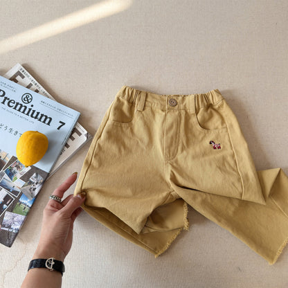 Zebra Embroidery Cotton Pants ゼブラ刺繍 コットン ワイドパンツ【mh0012469】 Yellow / 80cm ADbaby ロングパンツ・スウェットパンツ