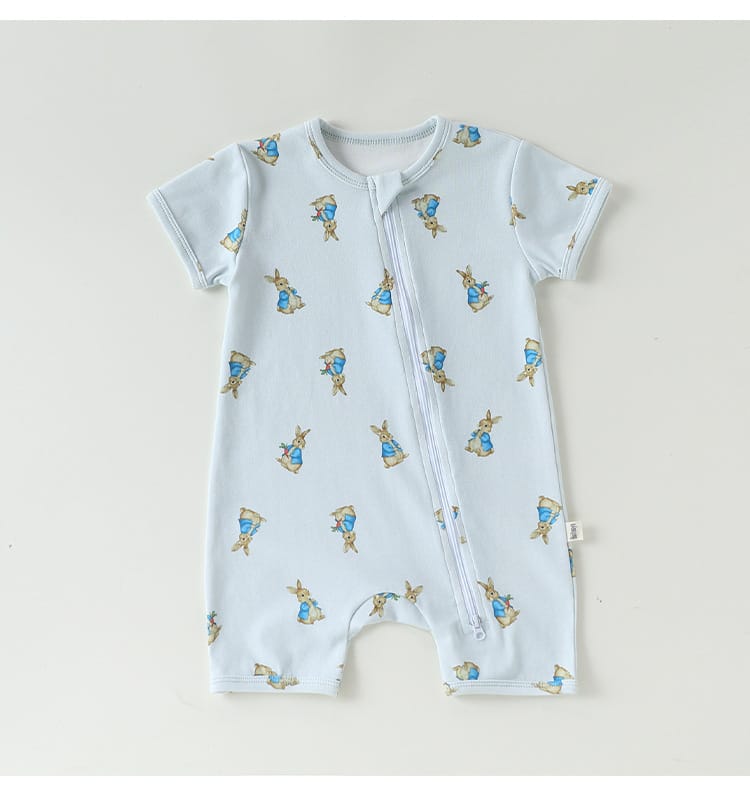 Zipper Front Short Sleeve Cotton アニマル ツリー 半袖ロンパース【mh0012770】 Beitaoya 半袖ロンパース