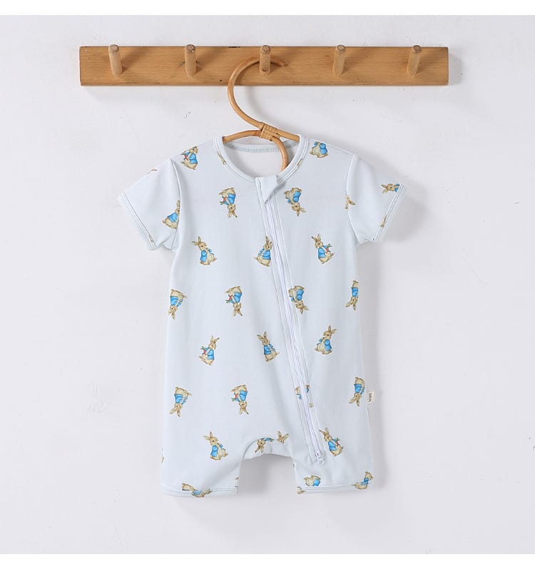 Zipper Front Short Sleeve Cotton アニマル ツリー 半袖ロンパース【mh0012770】 Beitaoya 半袖ロンパース