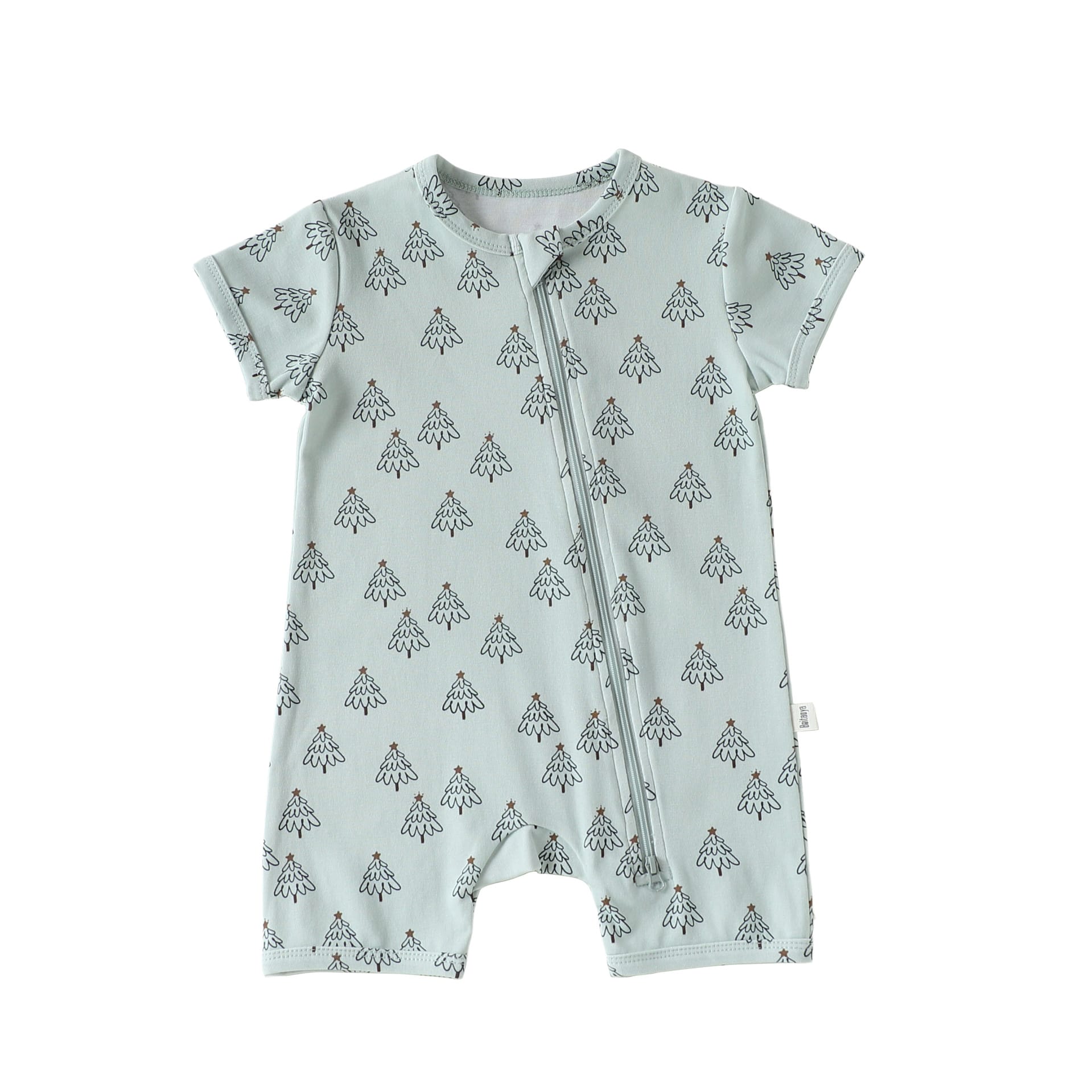 Zipper Front Short Sleeve Cotton アニマル ツリー 半袖ロンパース【mh0012770】 Small pine / 66cm Beitaoya 半袖ロンパース
