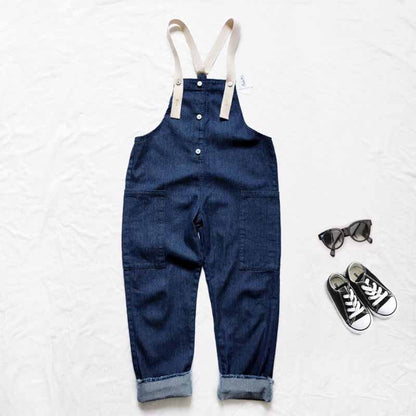 -キッズ デニム テープ サスペンダー サロペット リンク ママ お揃い コーデ【mh0000396】 - mamahalo shop - オーバーオール -  べビー服 - 子供服 - 男の子 - 女の子