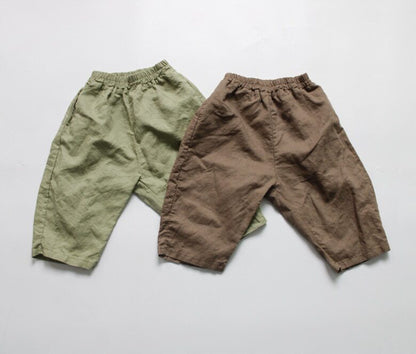 -キッズ コットンリネン パンツ【mh0000534】 - mamahalo shop - ロングパンツ・スウェットパンツ -  べビー服 - 子供服 - 男の子 - 女の子