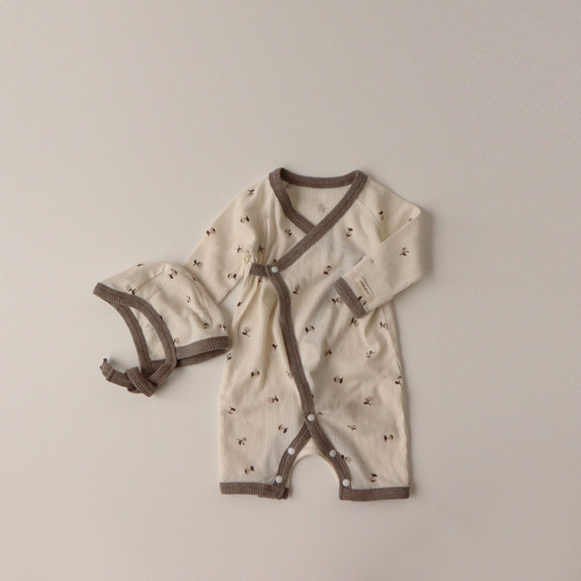 -ベビー フラワー セットアップ ロンパース トップス パンツ 帽子 ヘアバンド - mamahalo shop - ロンパースセットアップ -  べビー服 - 子供服 - 男の子 - 女の子