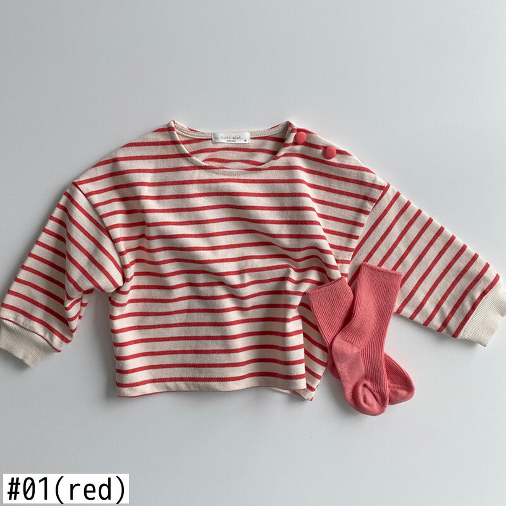 -ベビー ボーダー トップス 長袖Tシャツ【mh0000092】 - mamahalo shop - 長袖Tシャツ -  べビー服 - 子供服 - 男の子 - 女の子