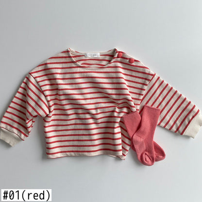 -ベビー ボーダー トップス 長袖Tシャツ【mh0000092】 - mamahalo shop - 長袖Tシャツ -  べビー服 - 子供服 - 男の子 - 女の子