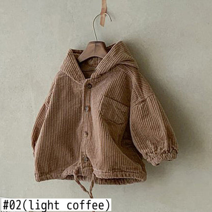 -キッズ コーデュロイ デニム フーディ トップス ジャケット【mh0000353】 - mamahalo shop - ショートコート・ジャケット・ジャンパー -  べビー服 - 子供服 - 男の子 - 女の子