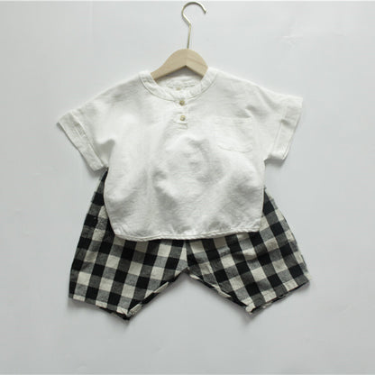 -キッズ チェック サマー パンツ - mamahalo shop - ハーフパンツ・ショートパンツ -  べビー服 - 子供服 - 男の子 - 女の子