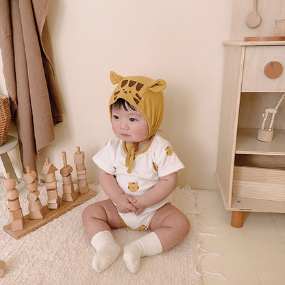 -☺︎ ベビー タイガー 虎 半袖 ロンパース 耳帽子 セット - mamahalo shop - 半袖ロンパース -  べビー服 - 子供服 - 男の子 - 女の子