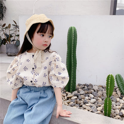 -キッズ パフスリーブ ブラウス【mh0000525】 - mamahalo shop - 半袖シャツ・ブラウス -  べビー服 - 子供服 - 男の子 - 女の子
