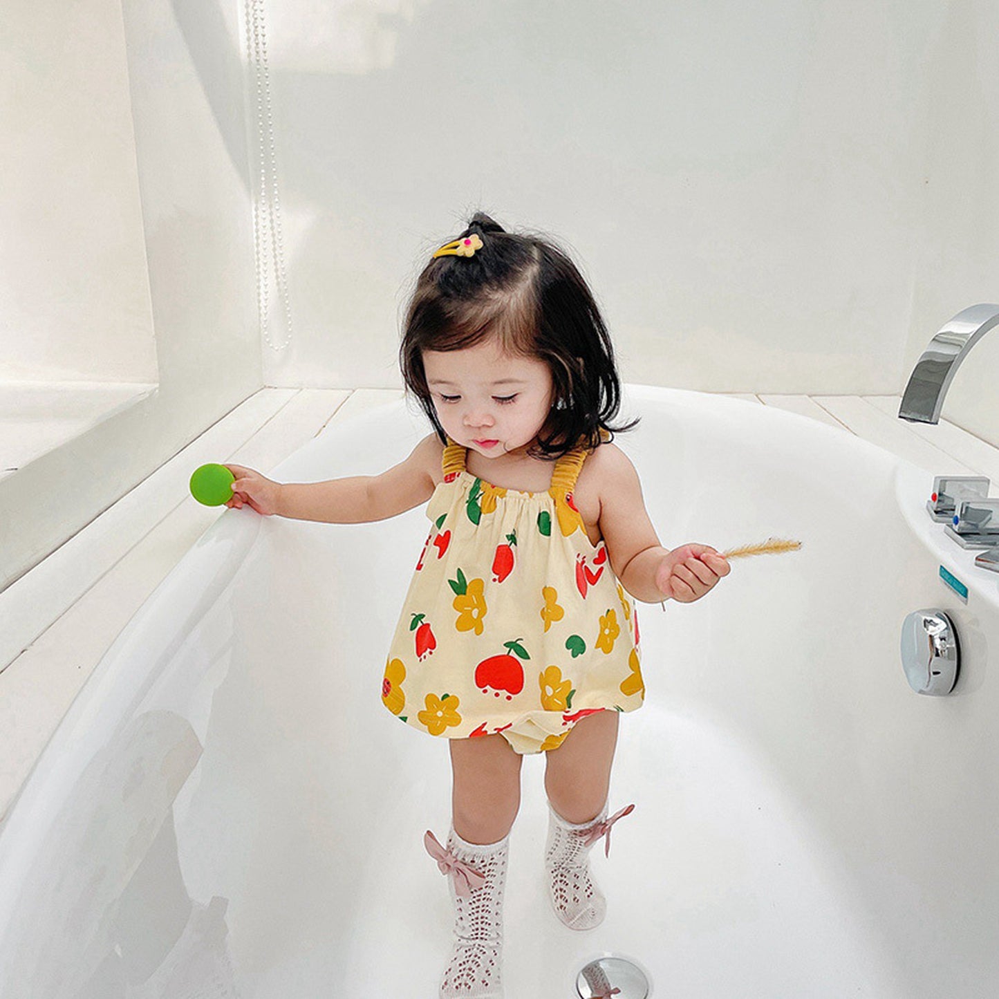 -ベビー フラワー セットアップ キャミソール トップス ブルマ パンツ - mamahalo shop - ノースリーブセットアップ -  べビー服 - 子供服 - 男の子 - 女の子