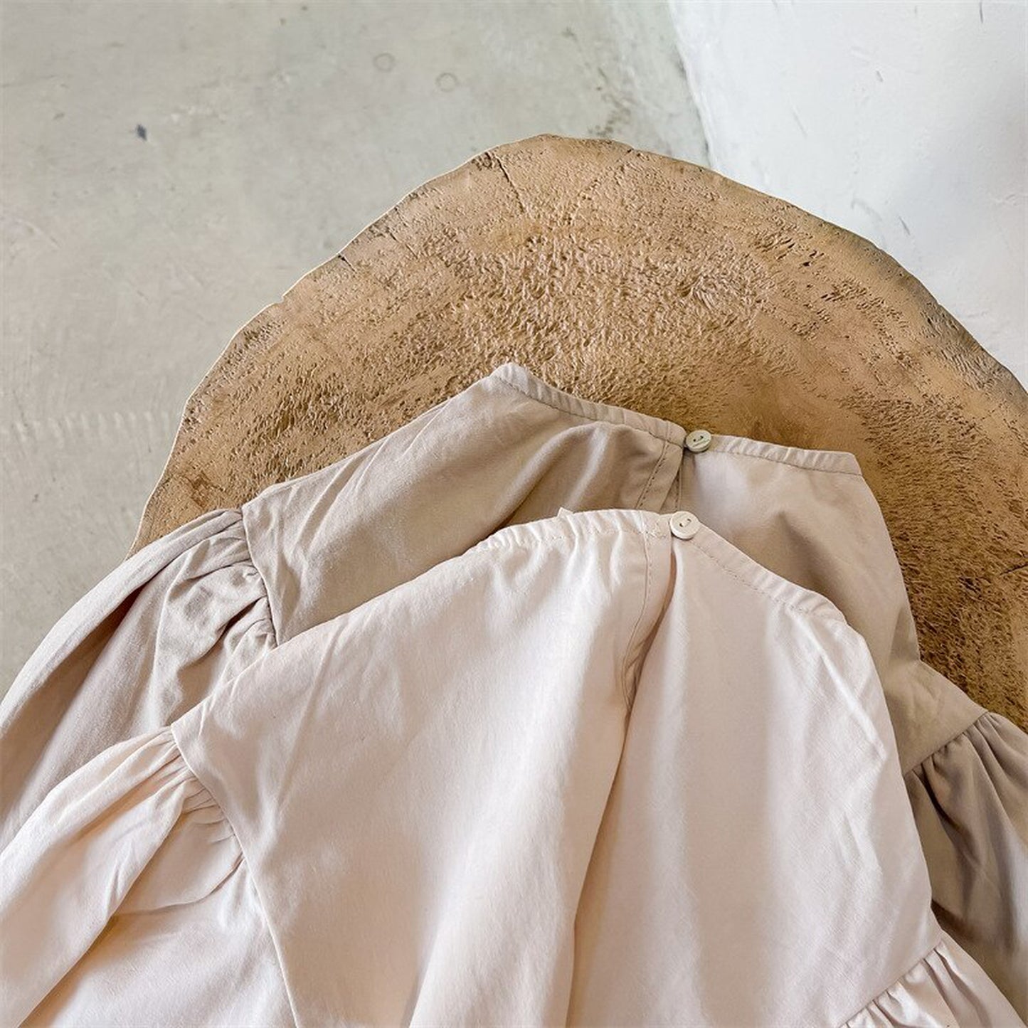 -キッズ センタープリーツ パフスリーブ 長袖 ブラウス トップス - mamahalo shop - 長袖シャツ・ブラウス -  べビー服 - 子供服 - 男の子 - 女の子