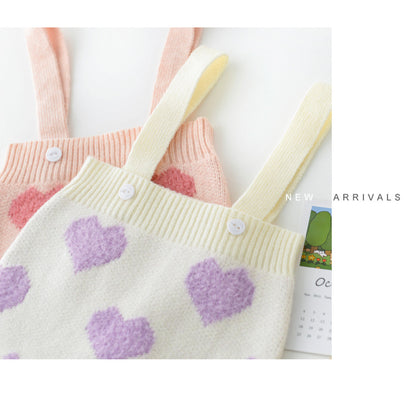 -ベビー ニット セット ハート セットアップ  ロンパース カーディガン【mh0000365】 - mamahalo shop - ロンパースセットアップ -  べビー服 - 子供服 - 男の子 - 女の子