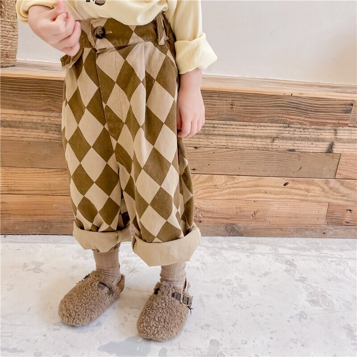 -キッズ ダイヤチェック パンツ - mamahalo shop - ロングパンツ・スウェットパンツ -  べビー服 - 子供服 - 男の子 - 女の子