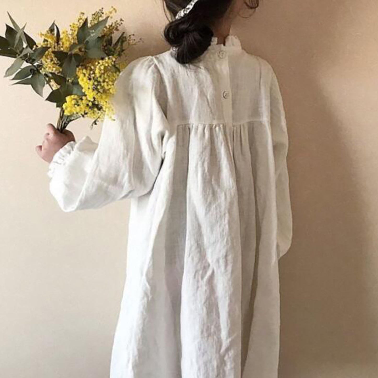 -キッズ フリルネック Aライン ワンピース【mh0000203】 - mamahalo shop - 長袖ワンピース -  べビー服 - 子供服 - 男の子 - 女の子