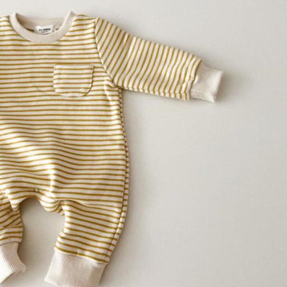 -ベビー ボーダー ロンパース ジャンプスーツ【mh0000198】 - mamahalo shop - 長袖ロンパース -  べビー服 - 子供服 - 男の子 - 女の子